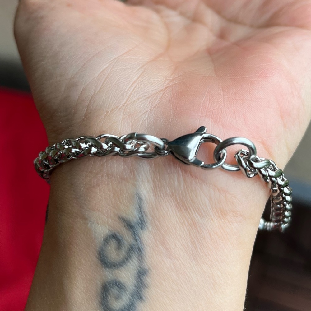 ✨ 7 big genuine herkimers diamonds stainless steel wheat chain crystal bracelet - Picture 11 of 14
